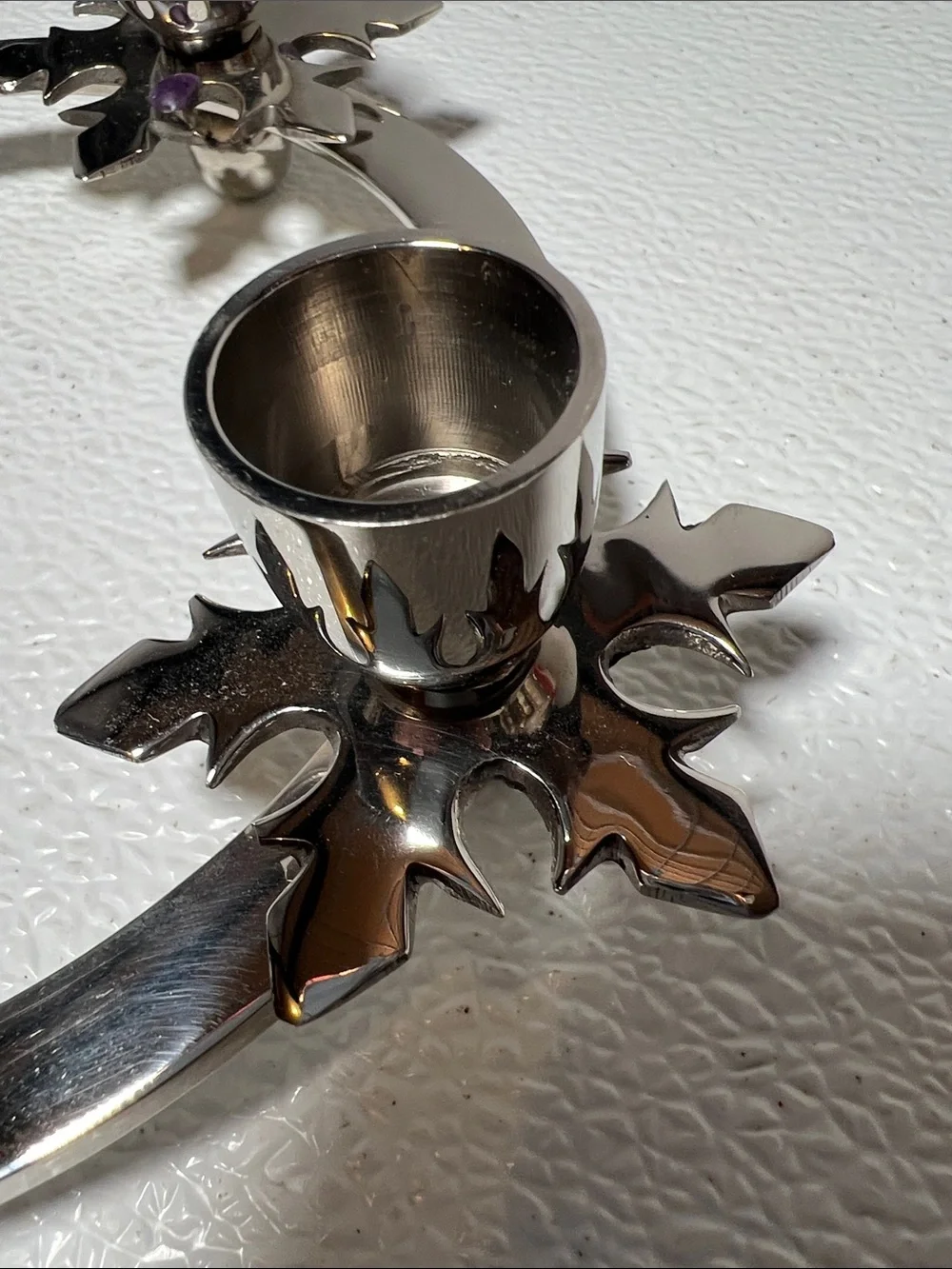 Silver Chrome Snowflake Candle Holder: Biedermann India, Holds 4 Taper Candles